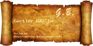 Gertler Béla névjegykártya
